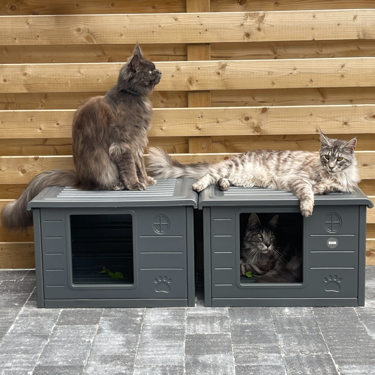 Kattenhuis Villa de Luxe voor binnen en buiten (Donkergrijs)