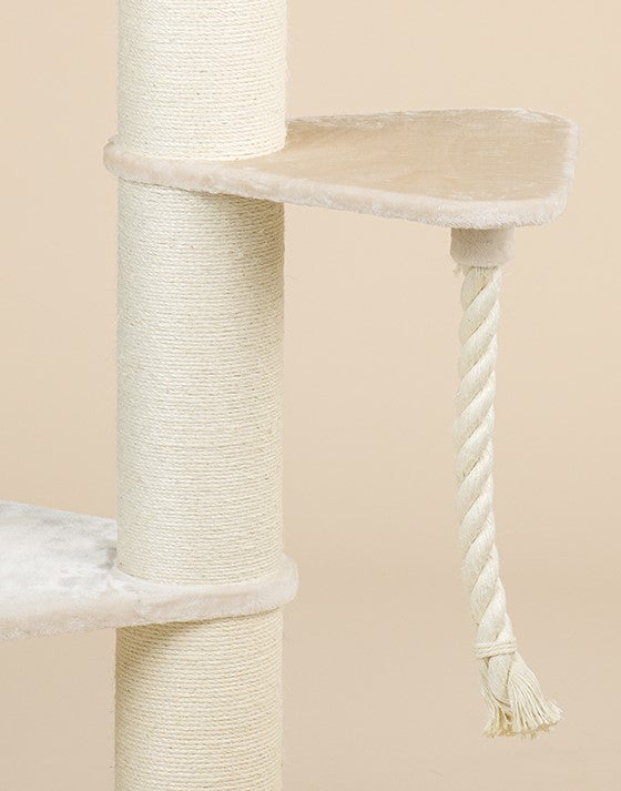 Grote, crèmekleurige Ligplaats Step met Speeltouw Driehoekig (voor 12, 15 of 20 cm palen)