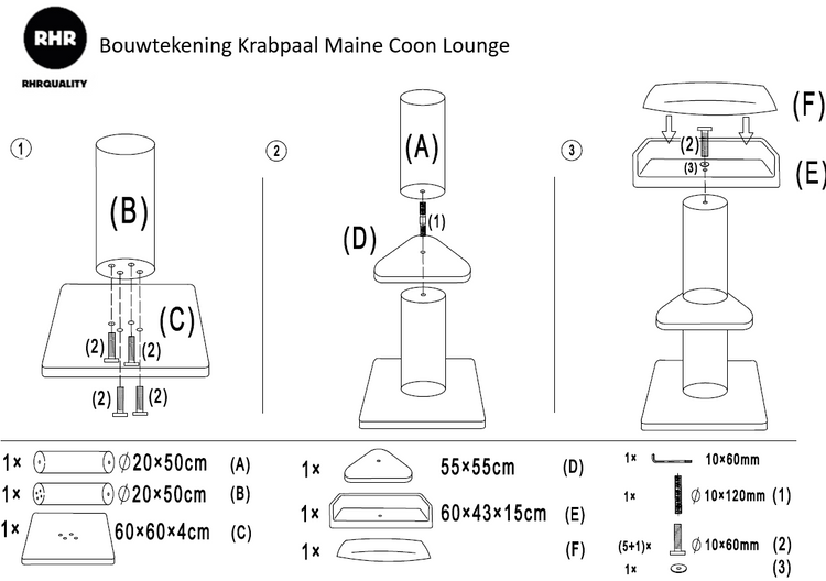 Krabpaal Maine Coon Lounge (Donkergrijs)