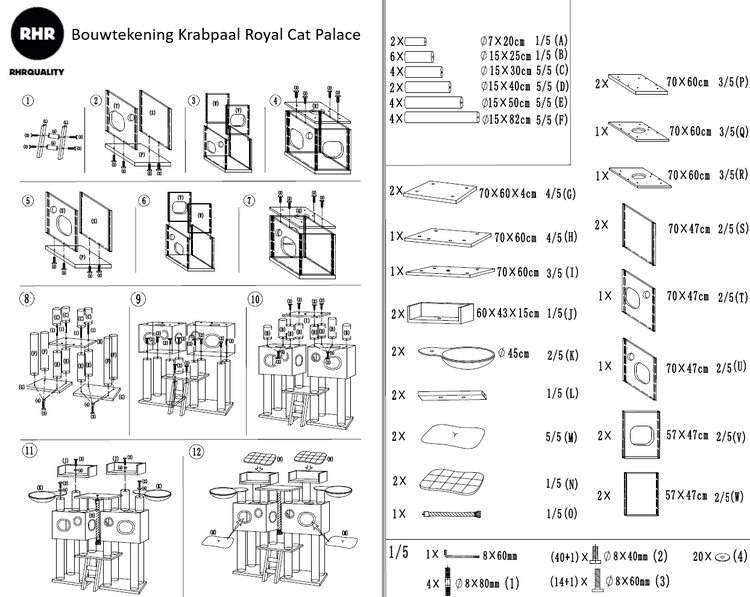 Krabpaal Royal Cat Palace Blackline (Lichtgrijs)